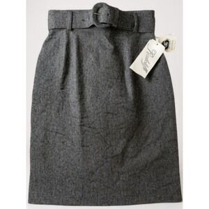 Radcliffe Belted High Waisted Pencil Skirt Charcoal Grey Wool Blend Work Size 10